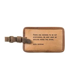 Leather luggage tag with quote